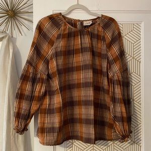 Plaid Peasant Top